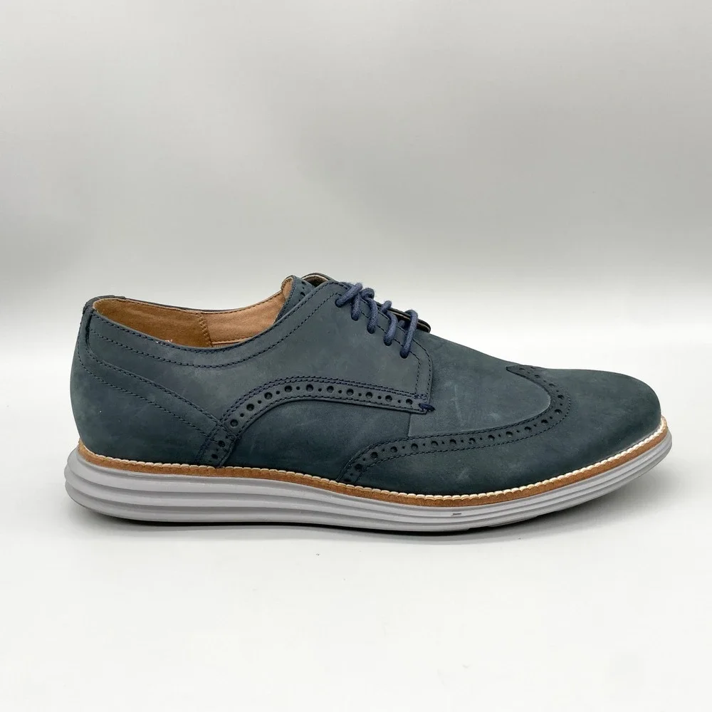 Cole Haan OriginalGrand Wingtip Oxford Mens 11.5 Navy Blue Nubuck Sneaker Shoes